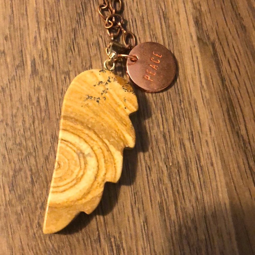 Stone Angel wing, peace necklace